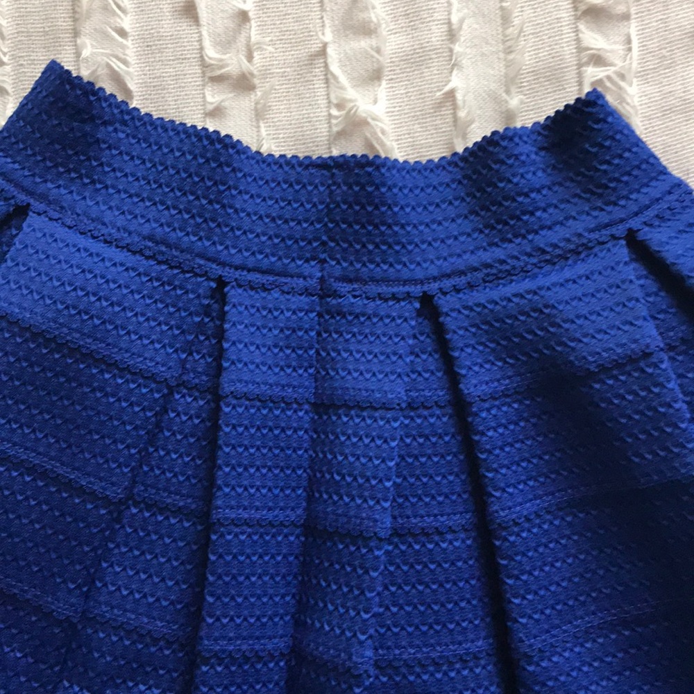 Blue Structured Pleated Skirt - image 2